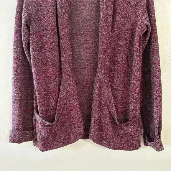 Kirra Purple Open Front Cardigan Sweater Size Large Long Cuffed Sleeve Pockets - Picture 7 of 14
